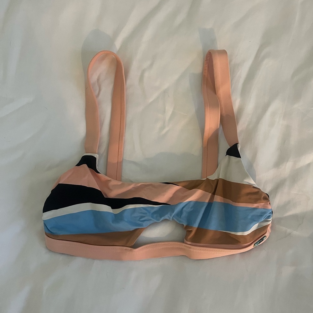 Roxy Striped Multi-Color Bikini Top